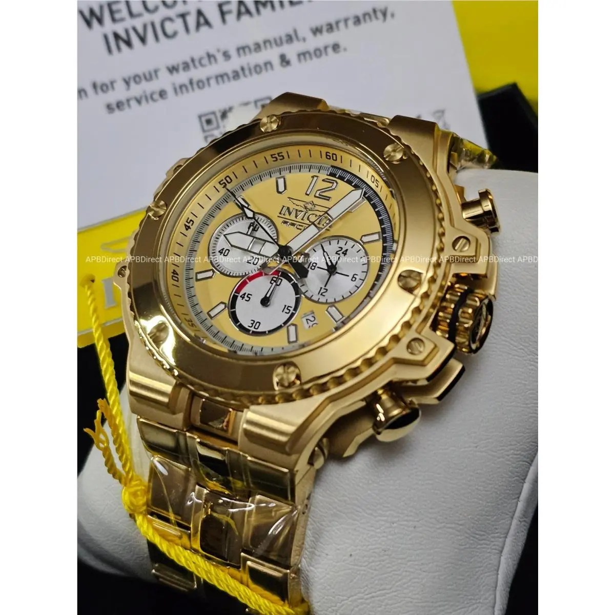 Invicta Racing Chronograph - Gold SS Case Bracelet 56mm Case 200m Mens Watch
