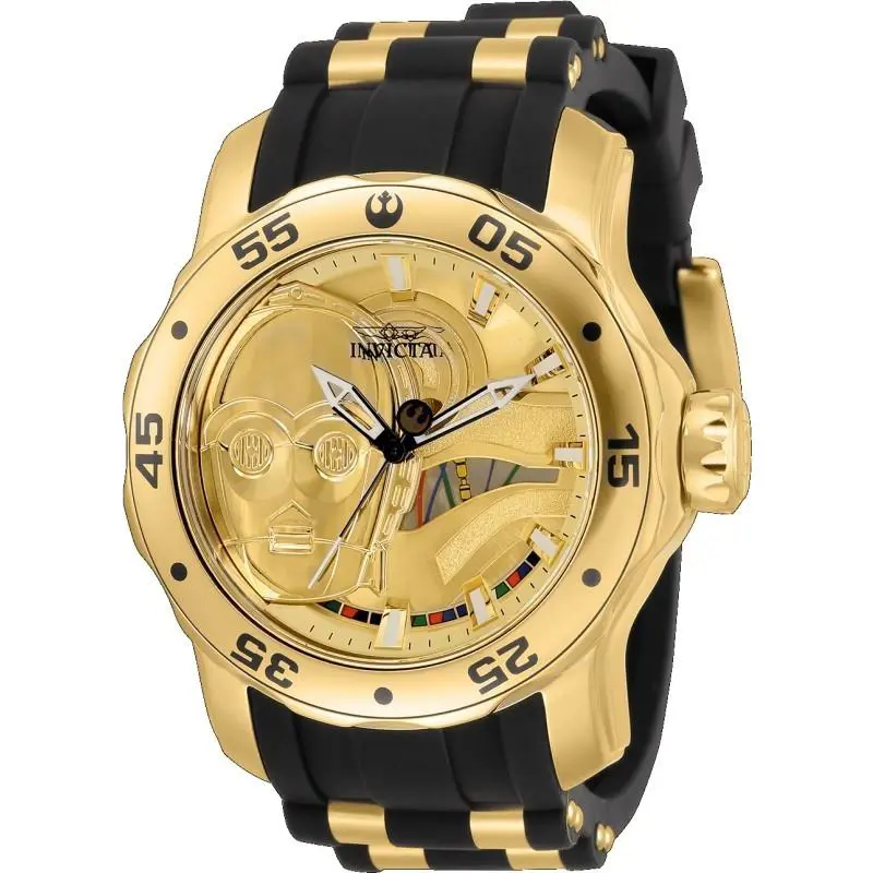 Invicta Star Wars C3P0 Men`s 48mm Limited Edition Gold Silicone Watch 32519