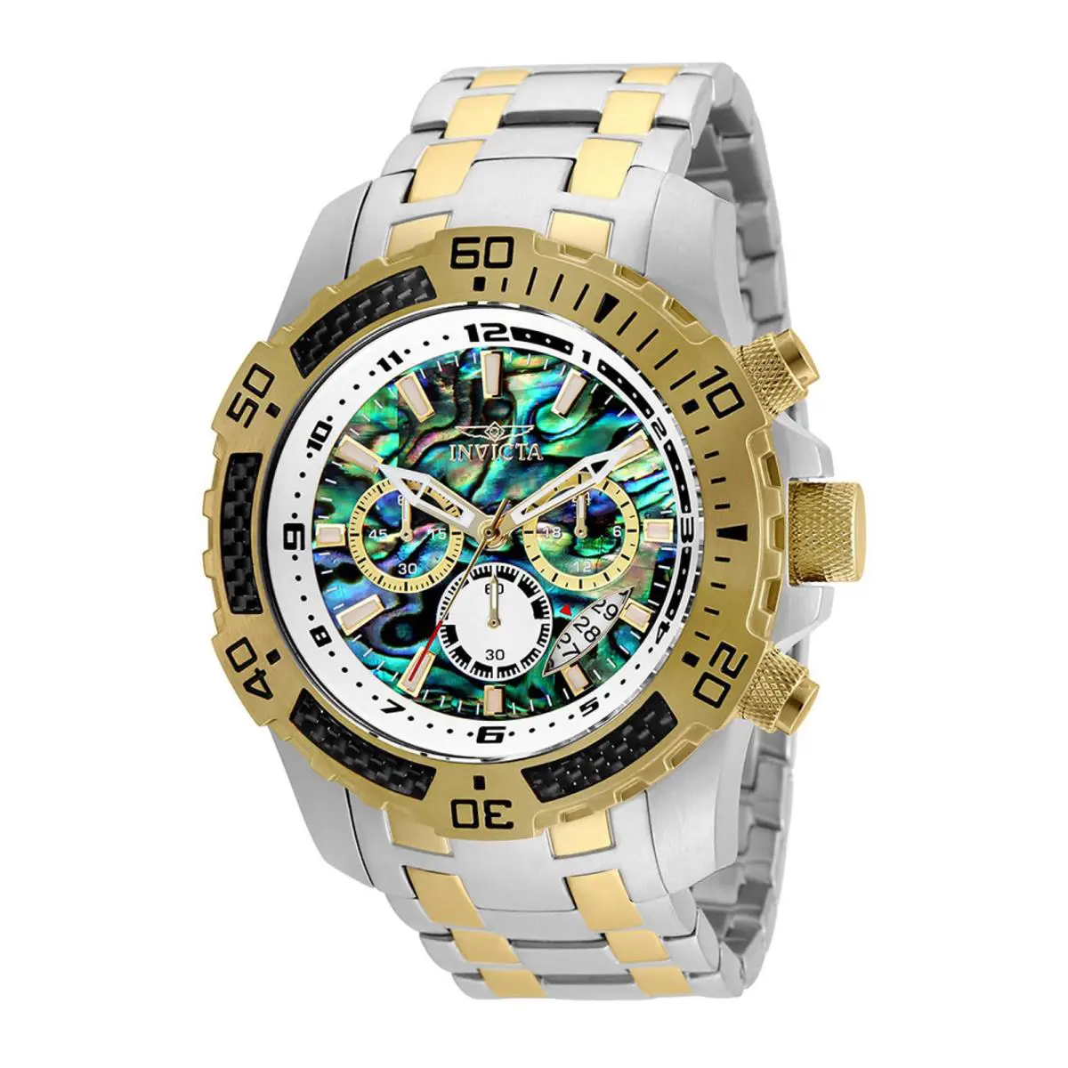 Invicta Pro Diver Scuba Men`s Watch w/ Abalone Dial - 51mm. Steel. Gold 25093