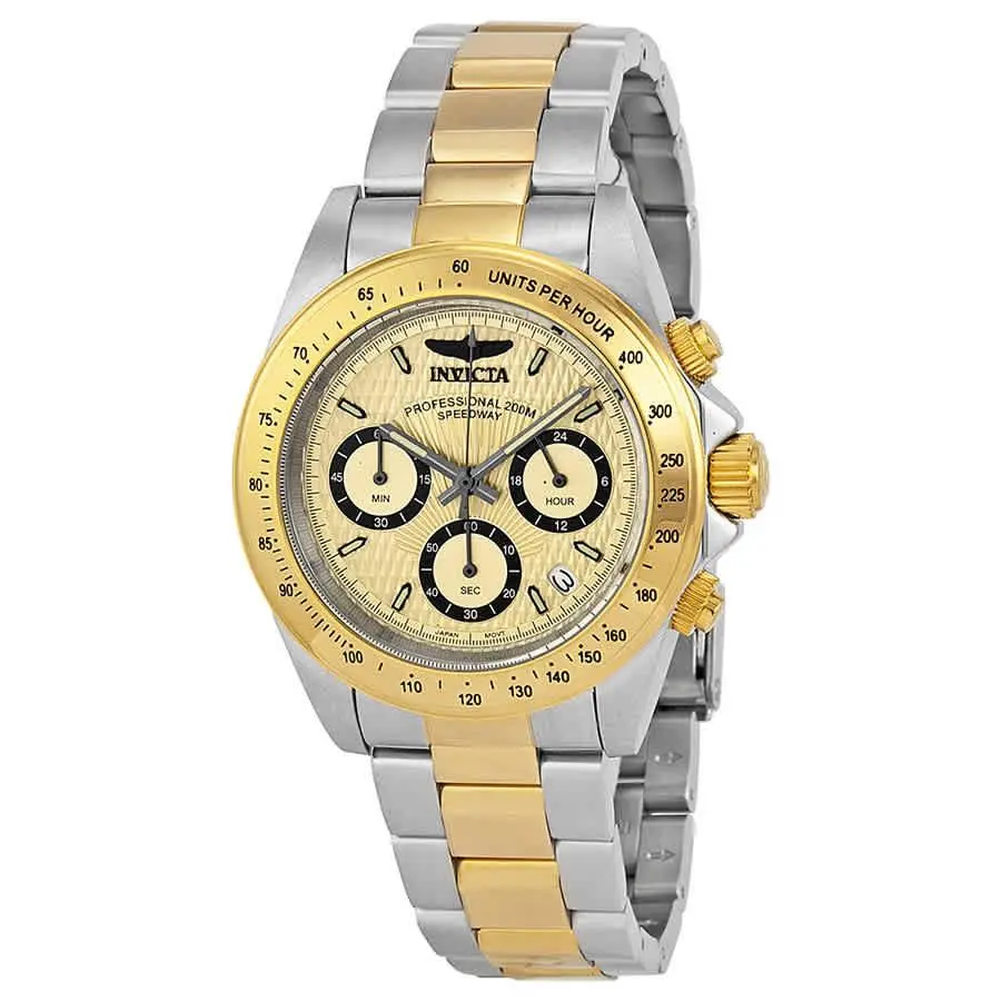 Invicta Speedway Analog Gold Dial Two-tone Men`s Watch 14930 - Dial: Gold, Band: Two-tone (Silver-tone and 18kt Gold-plated), Bezel: Silver-tone