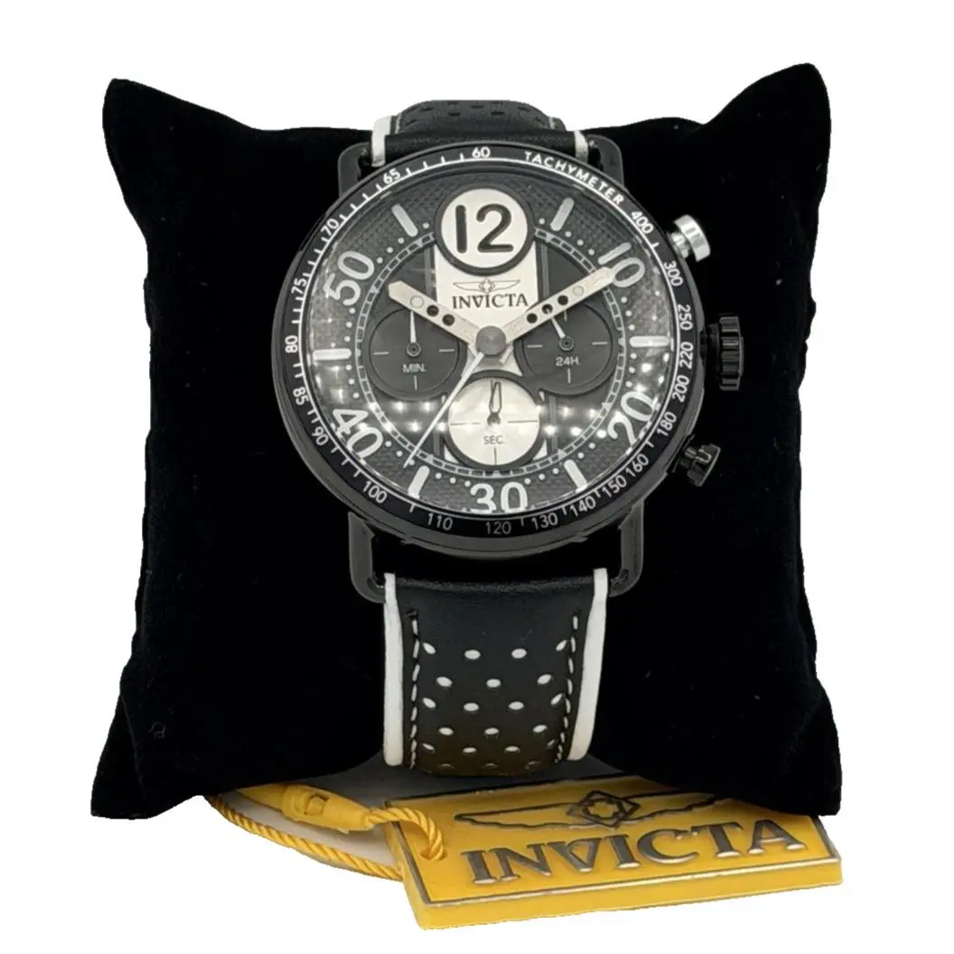 Men`s Quartz Racing Vector Watch Black White 50363 44mm by Invicta