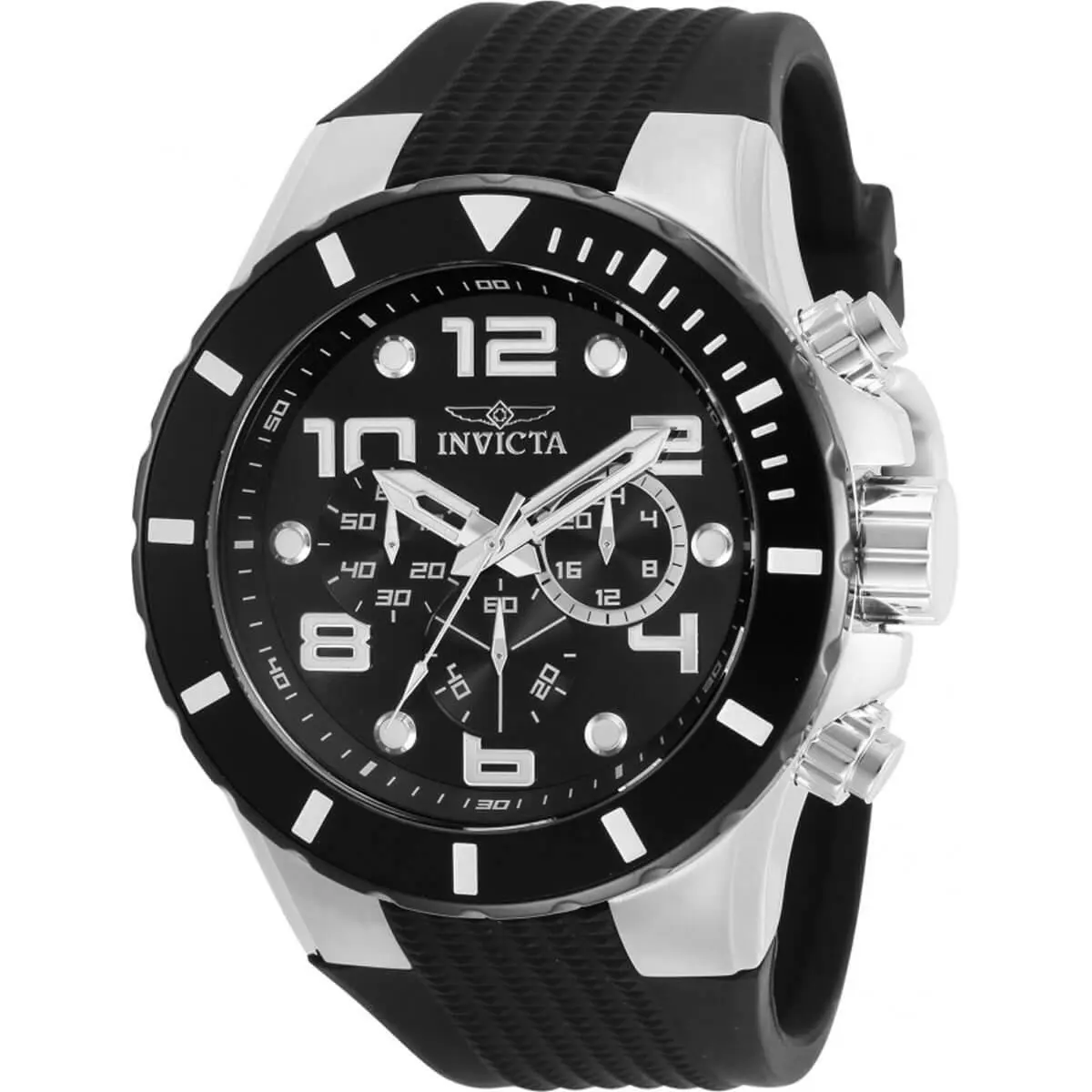 Invicta Pro Diver 30776 50mm Polyurethane Black Silver Men`s Watch