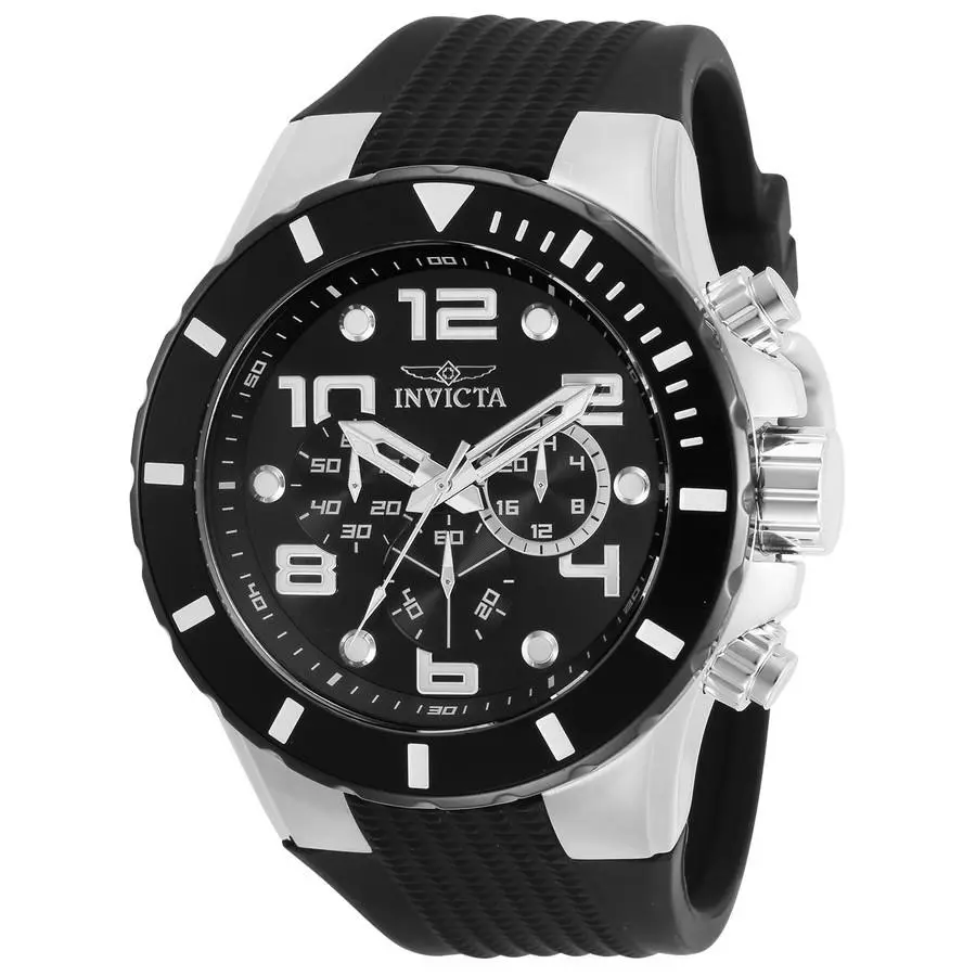 Invicta Pro Diver 30776 50mm Polyurethane Black Silver Men`s Watch