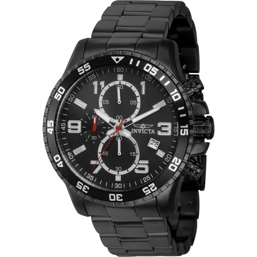 Invicta Specialty Chronograph Quartz Black Dial Men`s Watch 36985 - Dial: Black, Band: Black-plated, Bezel: Black-plated