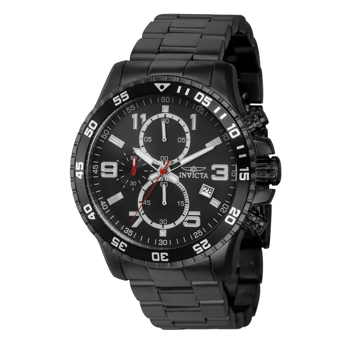 Men`s Watch Specialty Quartz Chronograph Black Dial Steel Bracelet 36985 by Invicta