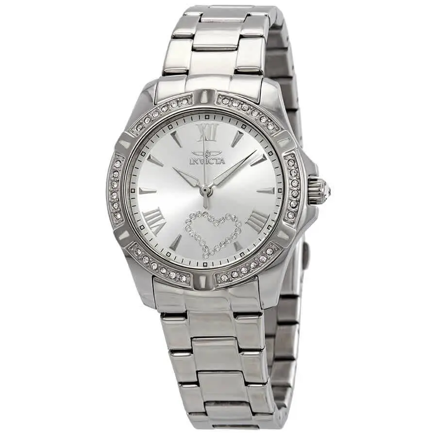 Invicta Angel Ladies Watch 21383 - Dial: Silver, Band: Silver-tone, Bezel: Silver-tone