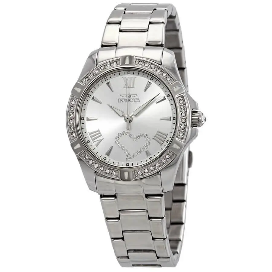 Invicta Angel Ladies Watch 21383 - Dial: Silver, Band: Silver-tone, Bezel: Silver-tone