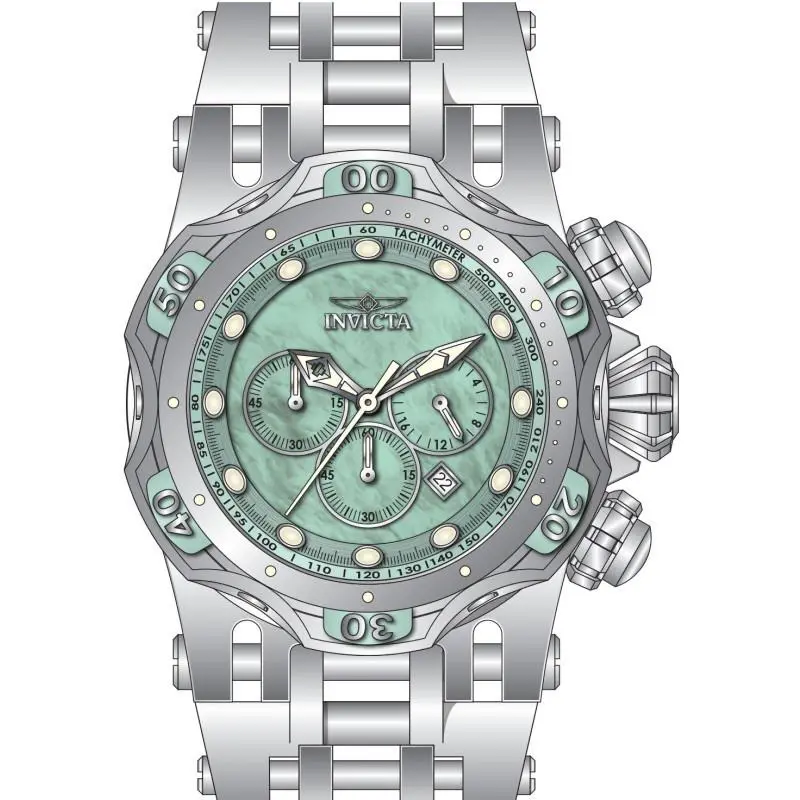 Invicta Men`s Watch Fusion Chrono Light Blue Dial Silver Steel Bracelet 49166
