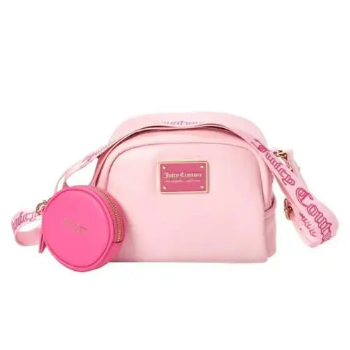 Juicy Couture Puffed UP Crossbody LT Pink Coin Purse JC Logo ON Strap