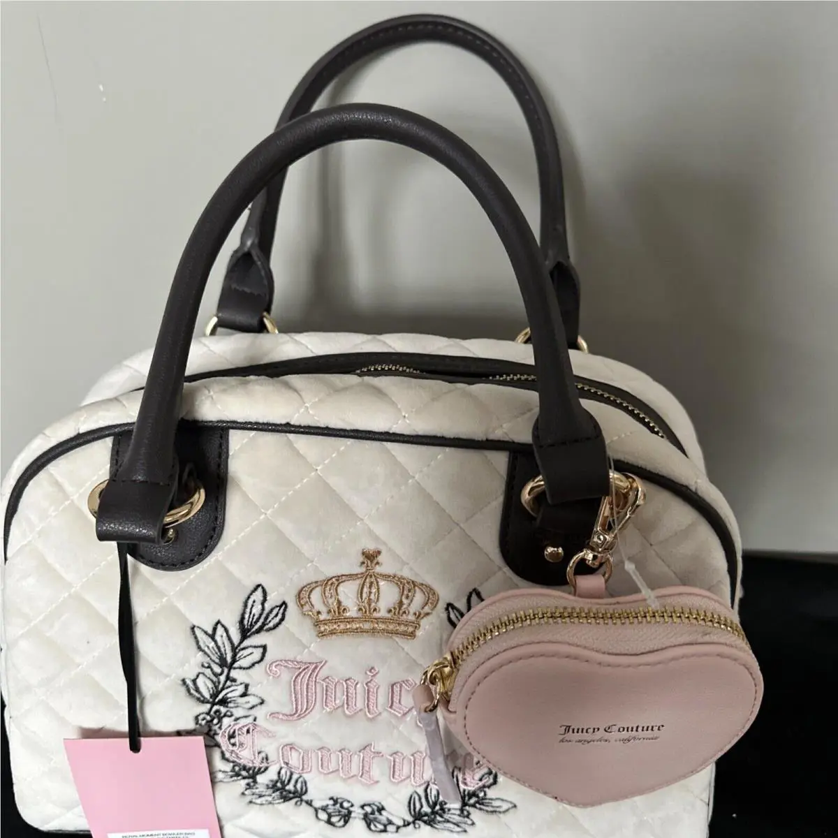 Juicy Couture Royal Moment Quilted Bowler Bag Beige/brown