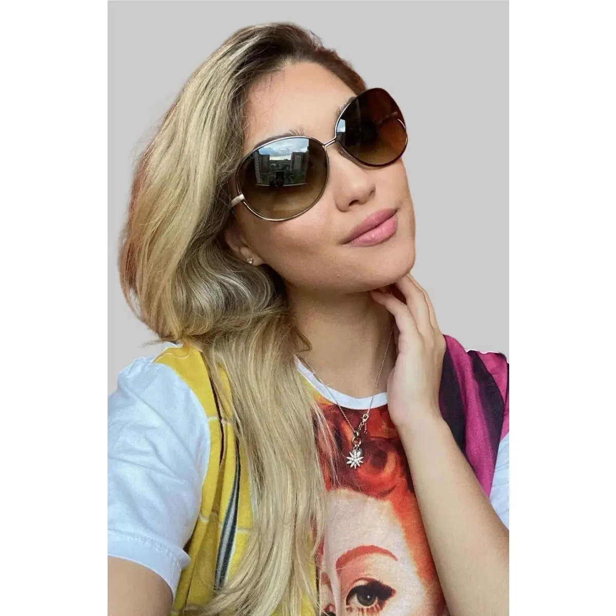 Tom Ford TF 158 28F Clemence 66mm Gold Oversized Women`s Sunglasses