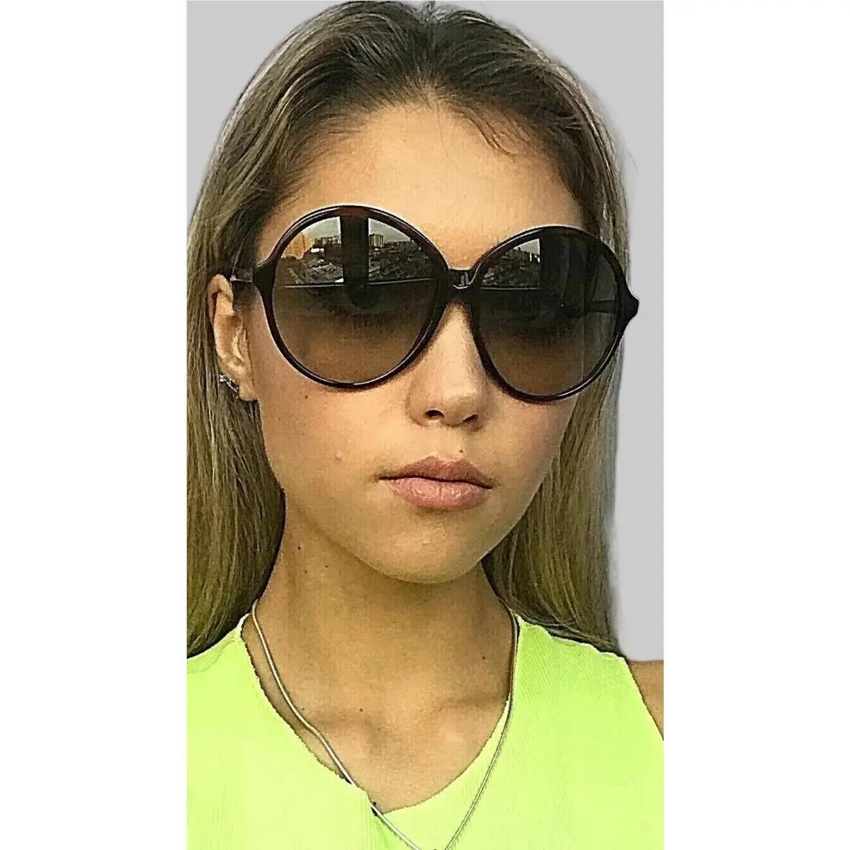 Gradient Oversized Tortoise Round Women`s Sunglasses by Tom Ford