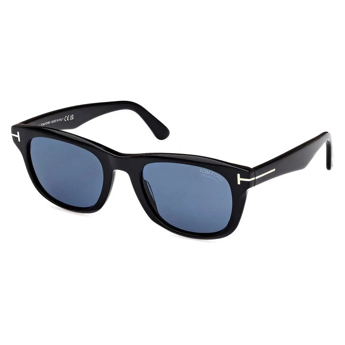 Tom Ford Kendel FT1076 01M Shiny Black/blue Polarized Square Men`s Sunglasses