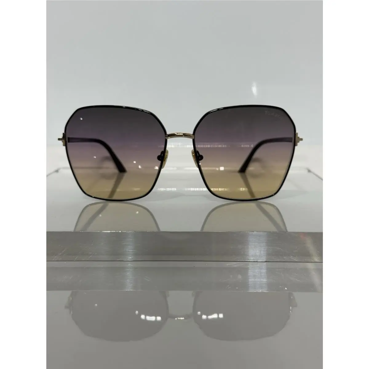 Tom Ford Claudia-02 TF839 01B Oversized Metal Multi-color Tinted Sunglasses
