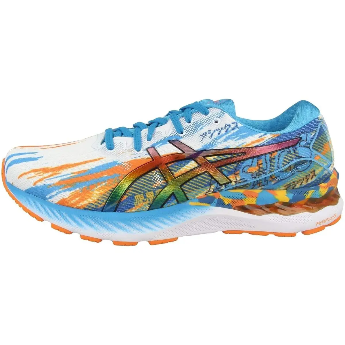 Asics Men`s Gel-nimbus 23 Road Running Shoe Digital Aqua Marigold Orange 12