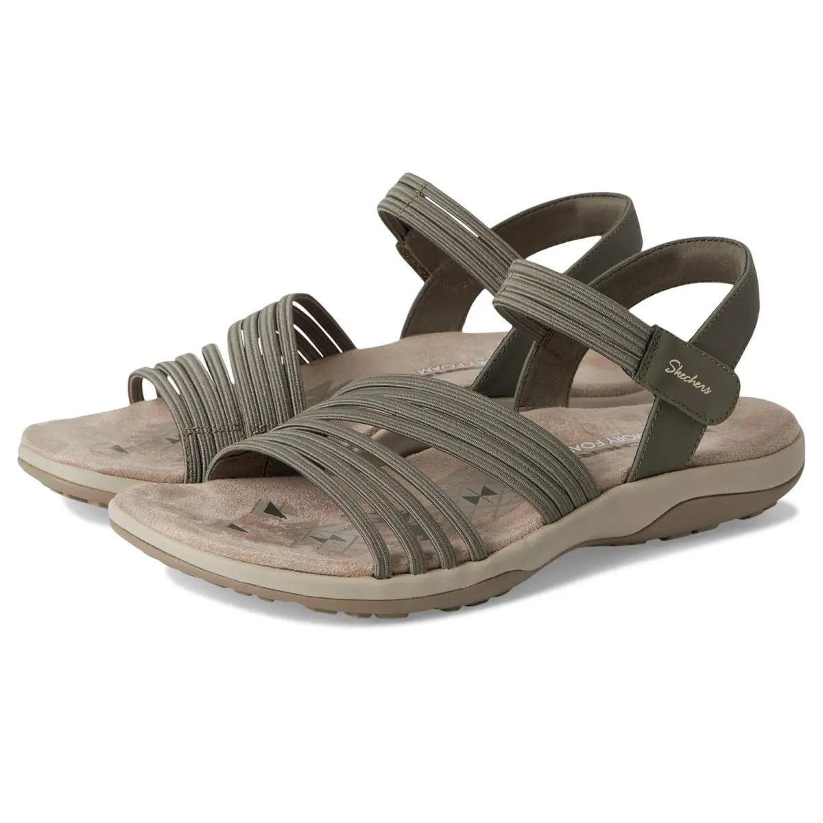 Woman`s Sandals Skechers Reggae Slim - Coffee Run - Black/Black