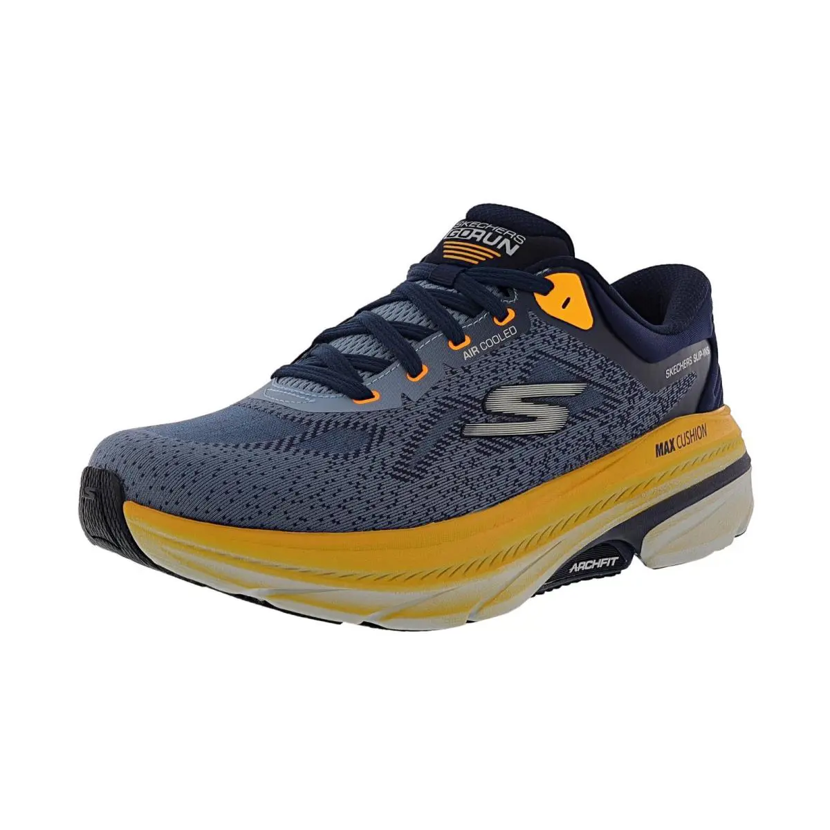 Skechers Men`s Max Cushioning Arch Fit 2.0 220584WW/NVOR 4E Width Walking Shoes - NAVY / ORANGE