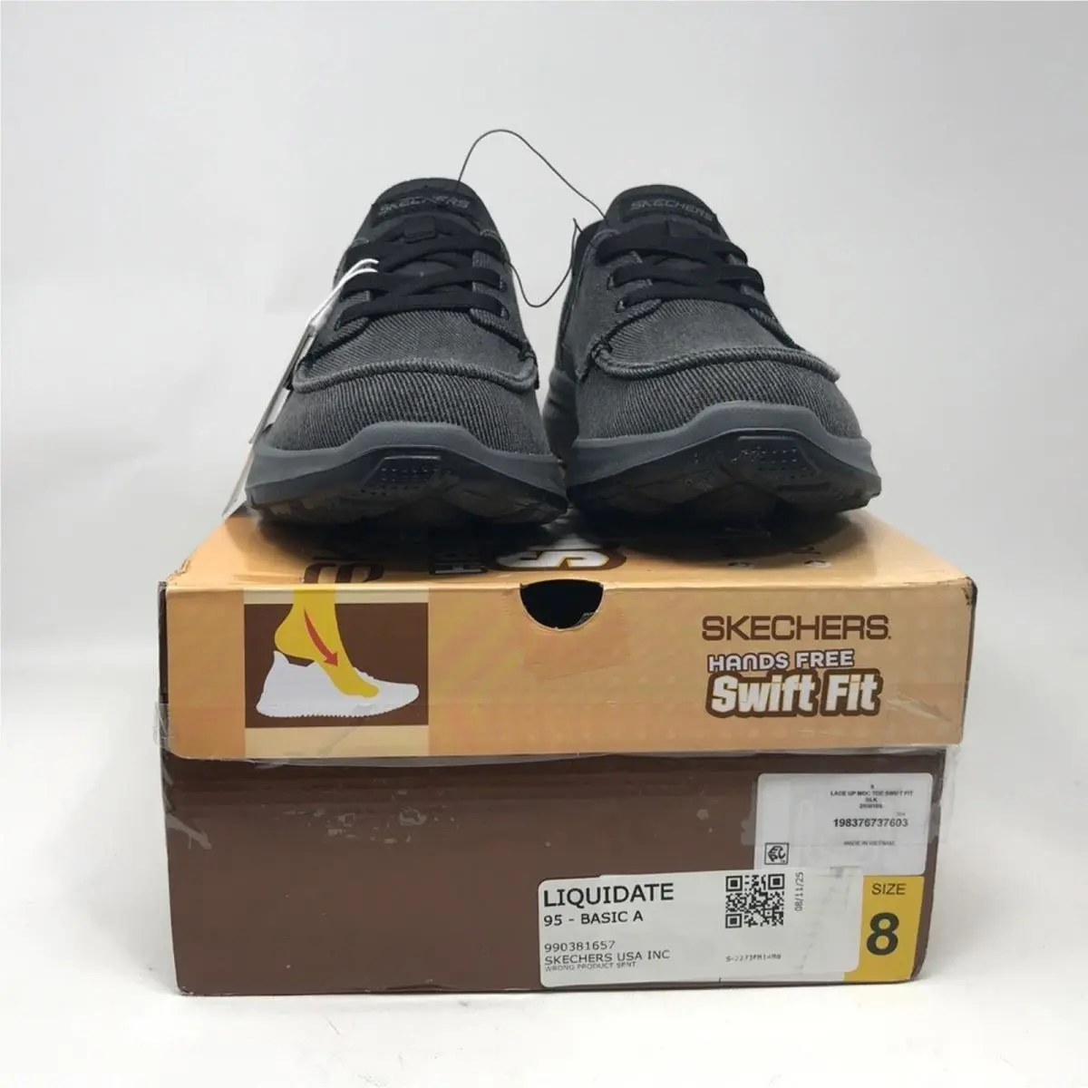 Skechers Lace Up Moc Toe Sneaker Men`s Size 8 - Black
