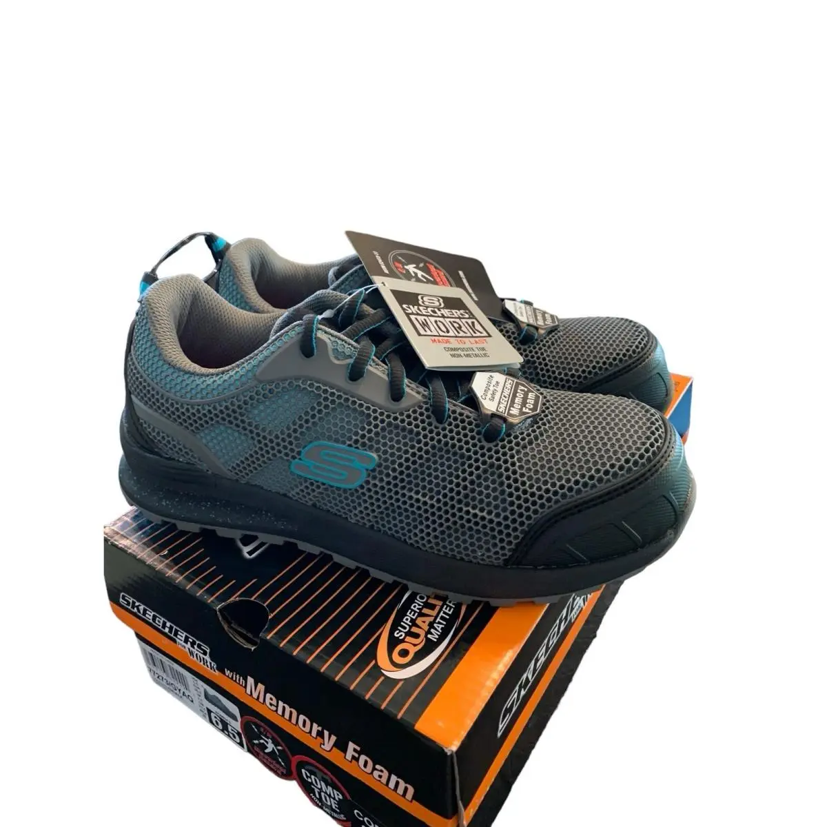 Skechers shoes - Skechers Work - Work - 77273 - Gray/Aqua (UPC: 193113822468) 9