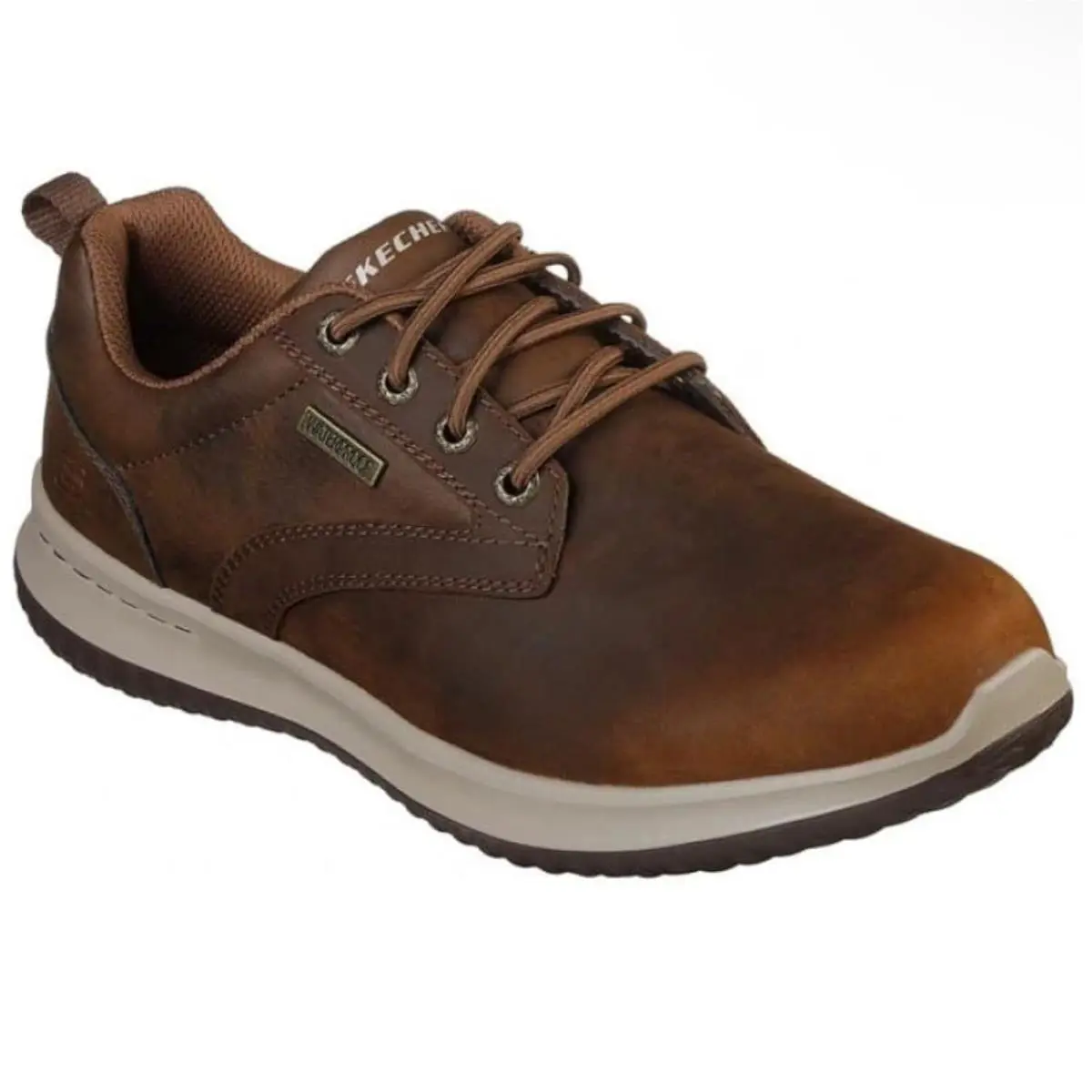 Skechers Men`s Delson-antigo Oxford Size 14 Waterproof Leather Slip On Comfort - Brown