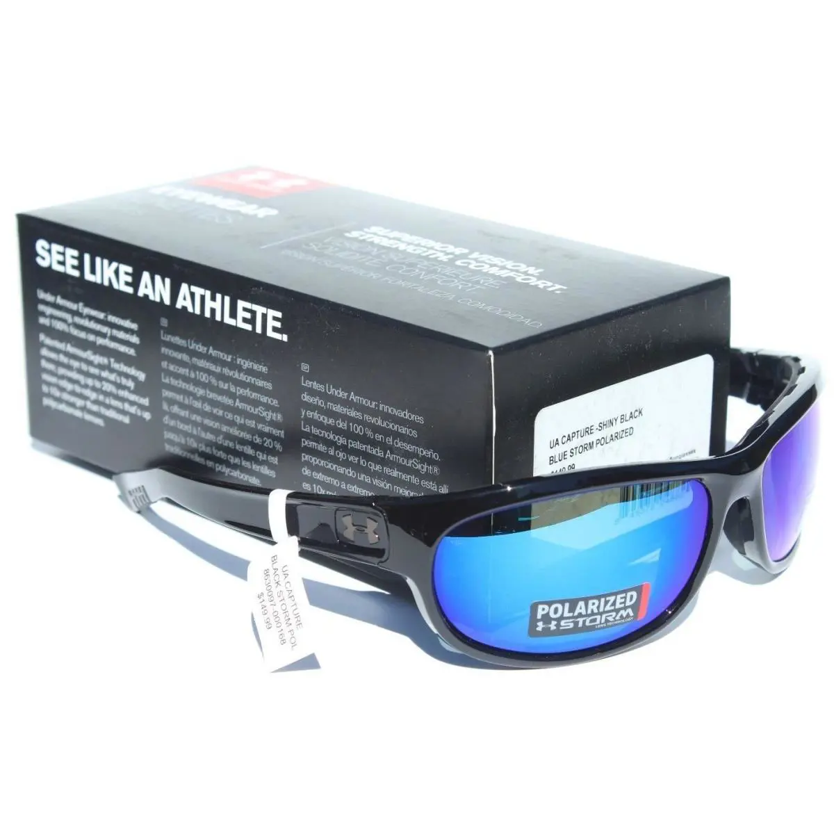 Under Armour Capture Polarized Sunglasses Shiny Black/blue Storm Sport