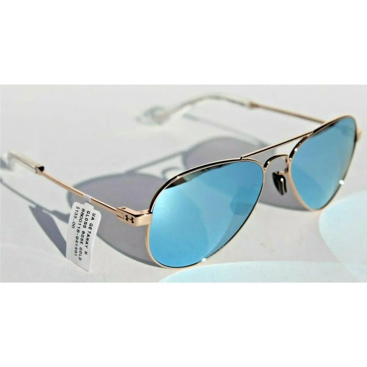 Under Armour Getaway Sunglasses Gloss Rose Gold/milky Blue Aviator