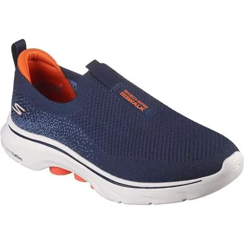 Skechers Men`s Go Walk 7 Stretch Fit Slip-on Navy Orange US 8.5 - Blue Orange