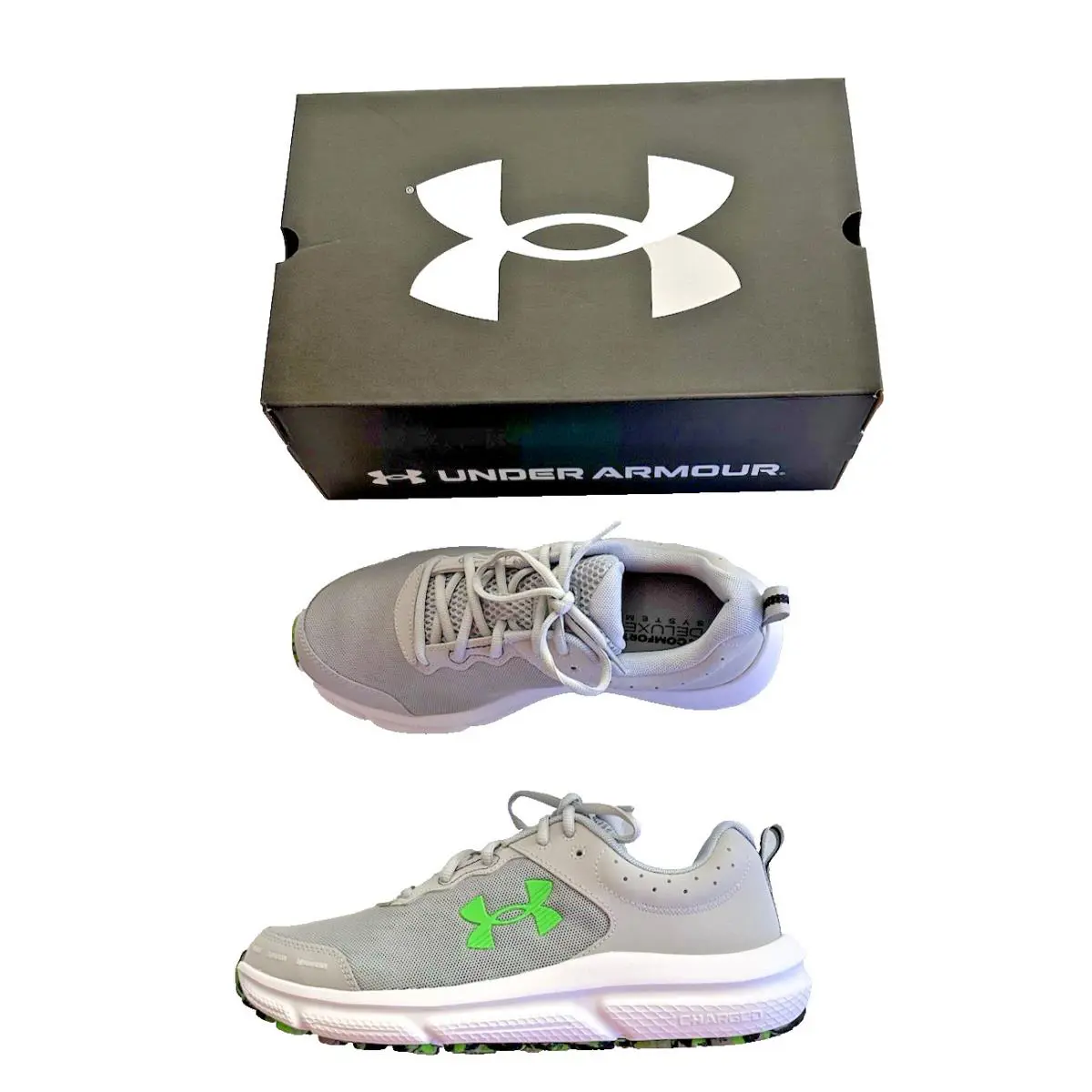 Under Armour shoes - Under Armour Charged Assert 10 - 3026176-105 - Light Gray & Green 0