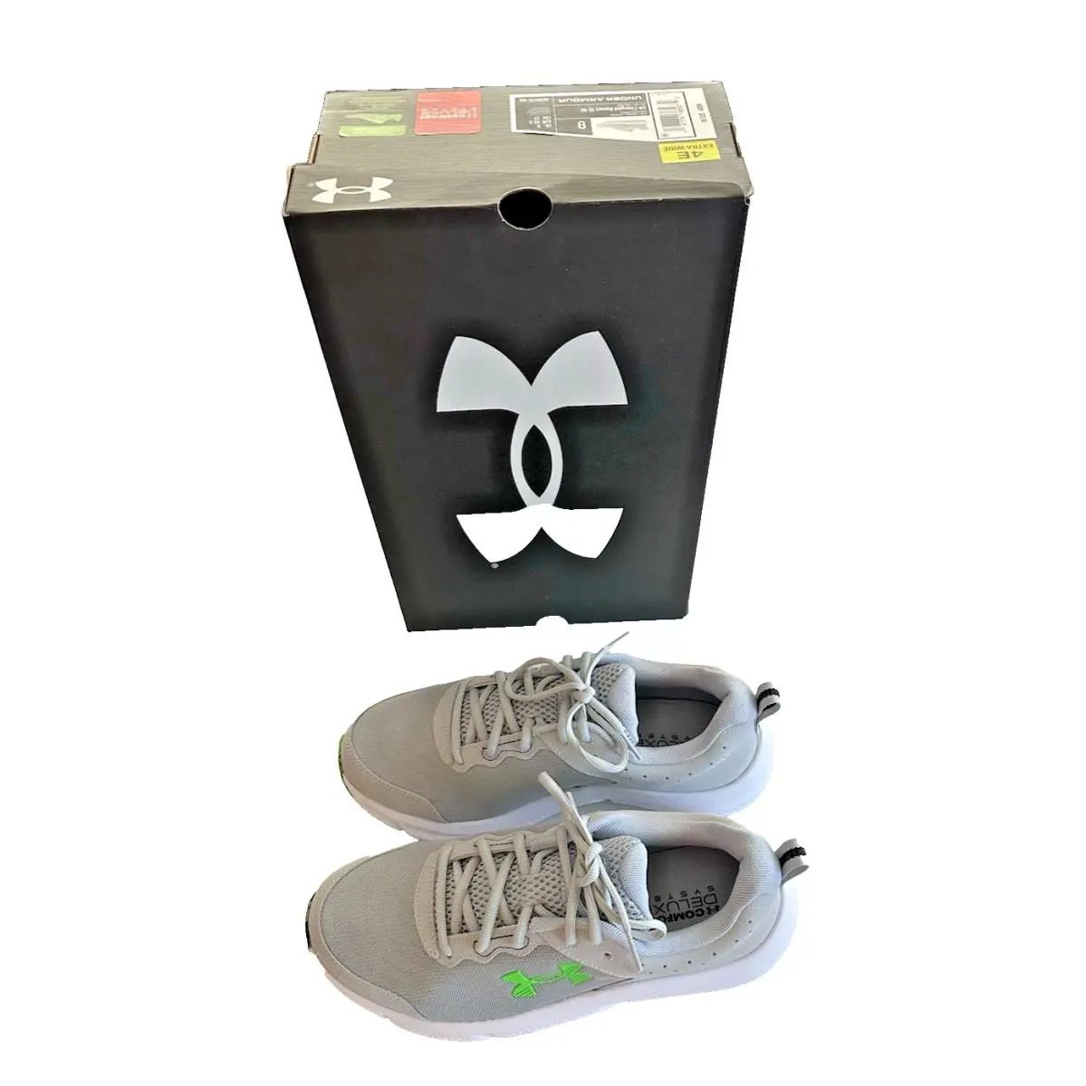 Under Armour shoes - Under Armour Charged Assert 10 - 3026176-105 - Light Gray & Green 1