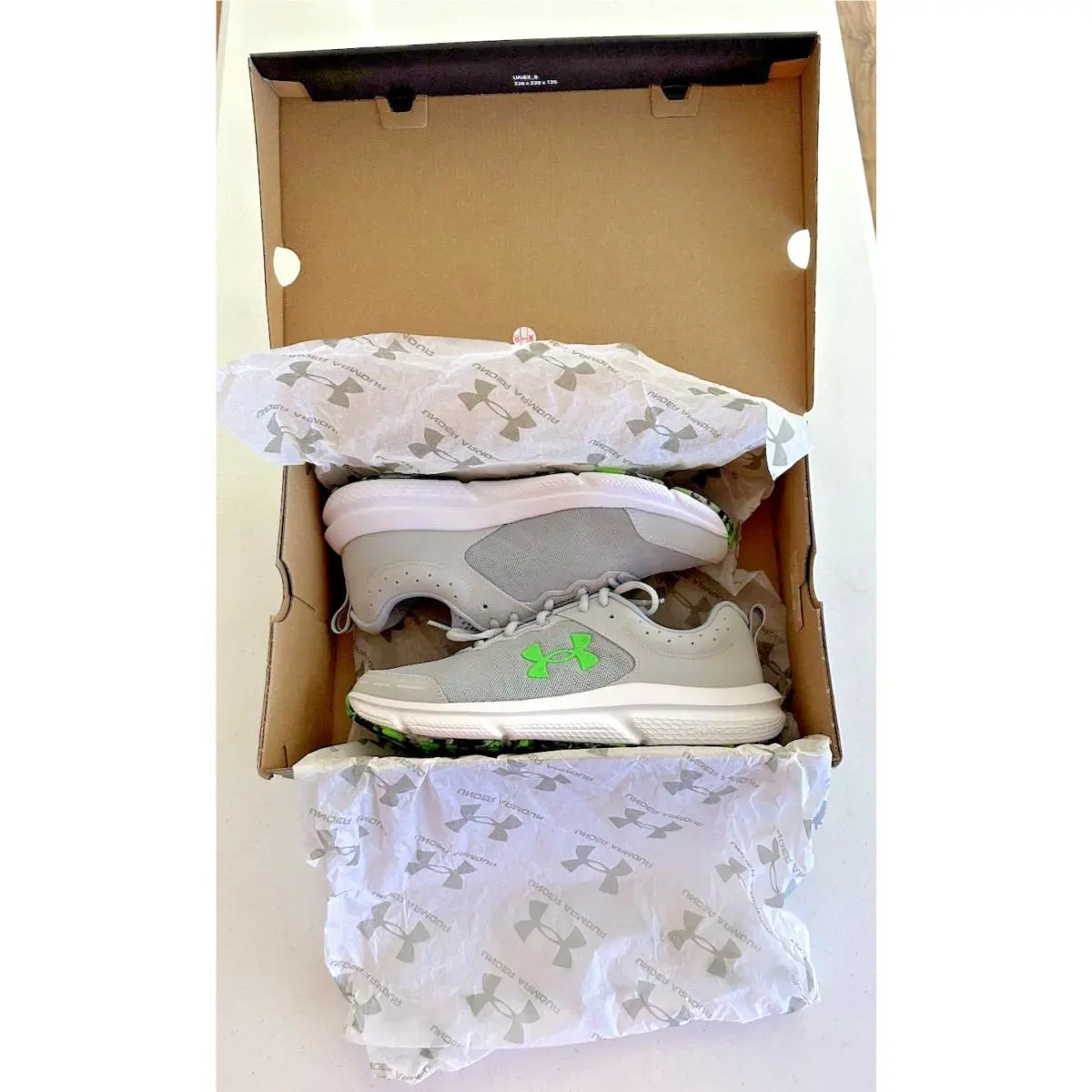 Under Armour shoes - Under Armour Charged Assert 10 - 3026176-105 - Light Gray & Green 5
