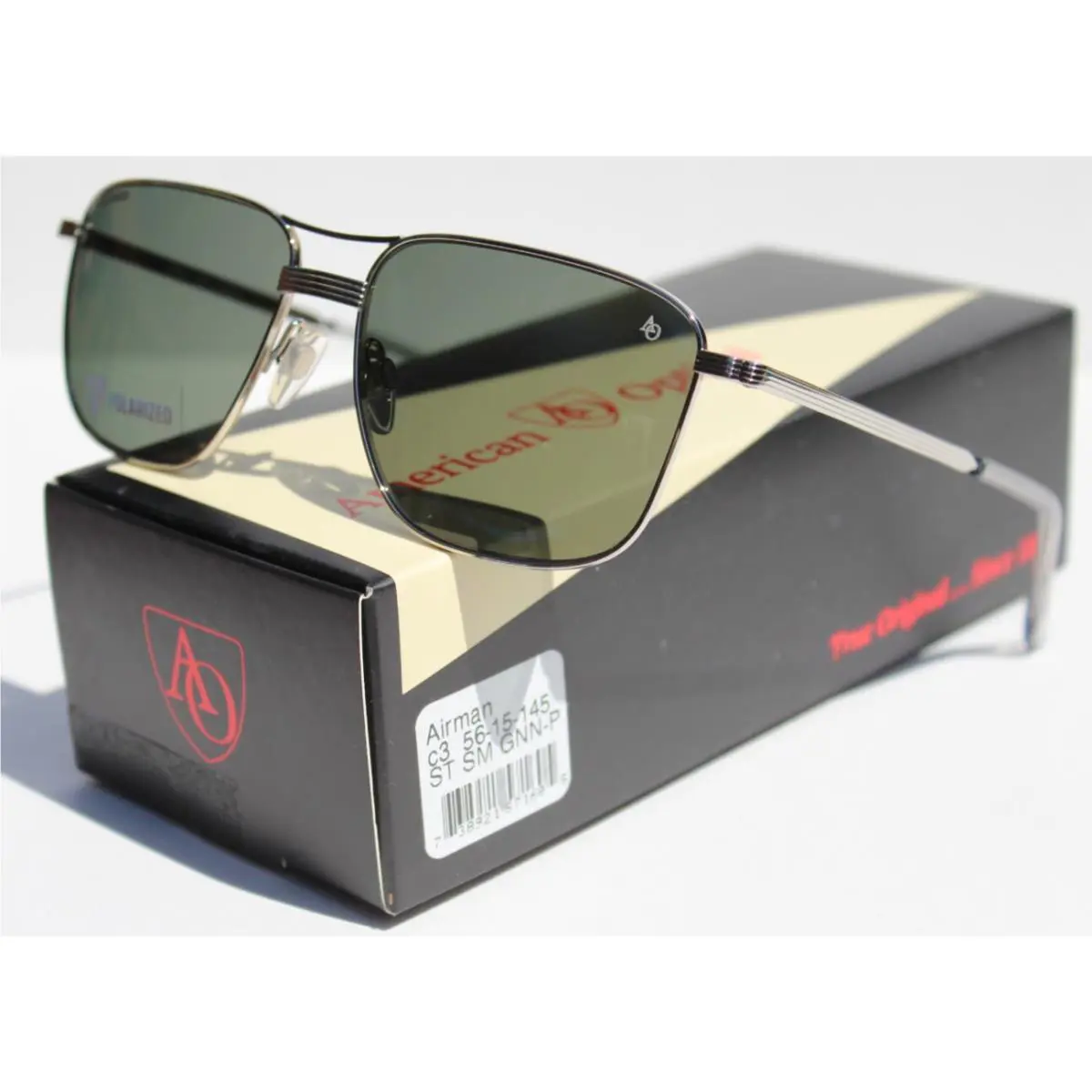 American Optical Airman Polarized Sunglasses Silver/calobar ST SM Gnn-p