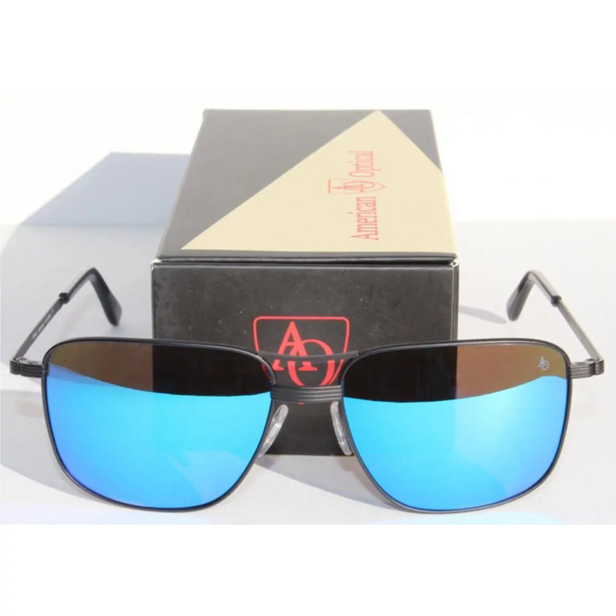 American Optical Airman Sunglasses Black/blue Mirror 56-15-145 ST BK Bmn