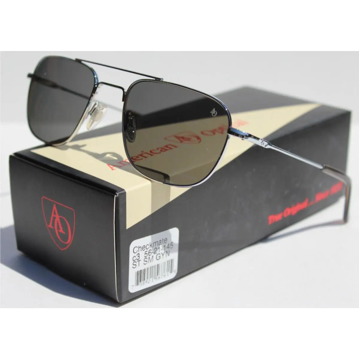 American Optical Checkmate Sunglasses Silver/grey 56-21-145 ST SM Gyn