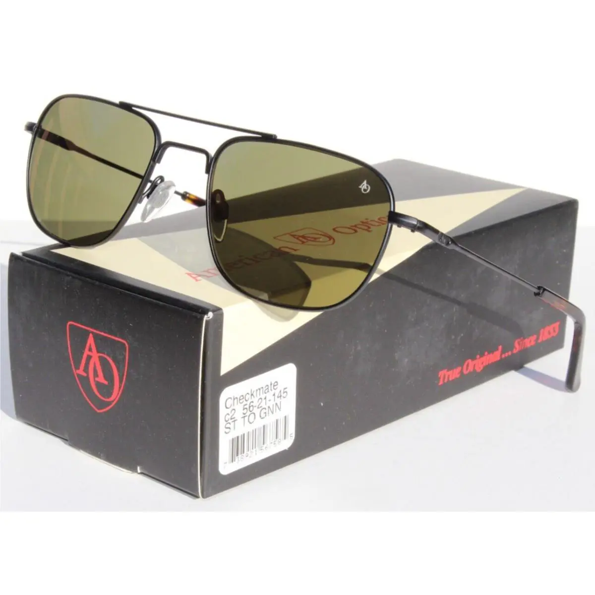 American Optical Checkmate Sunglasses Black/calobar 56-21-145 ST TO Gnn