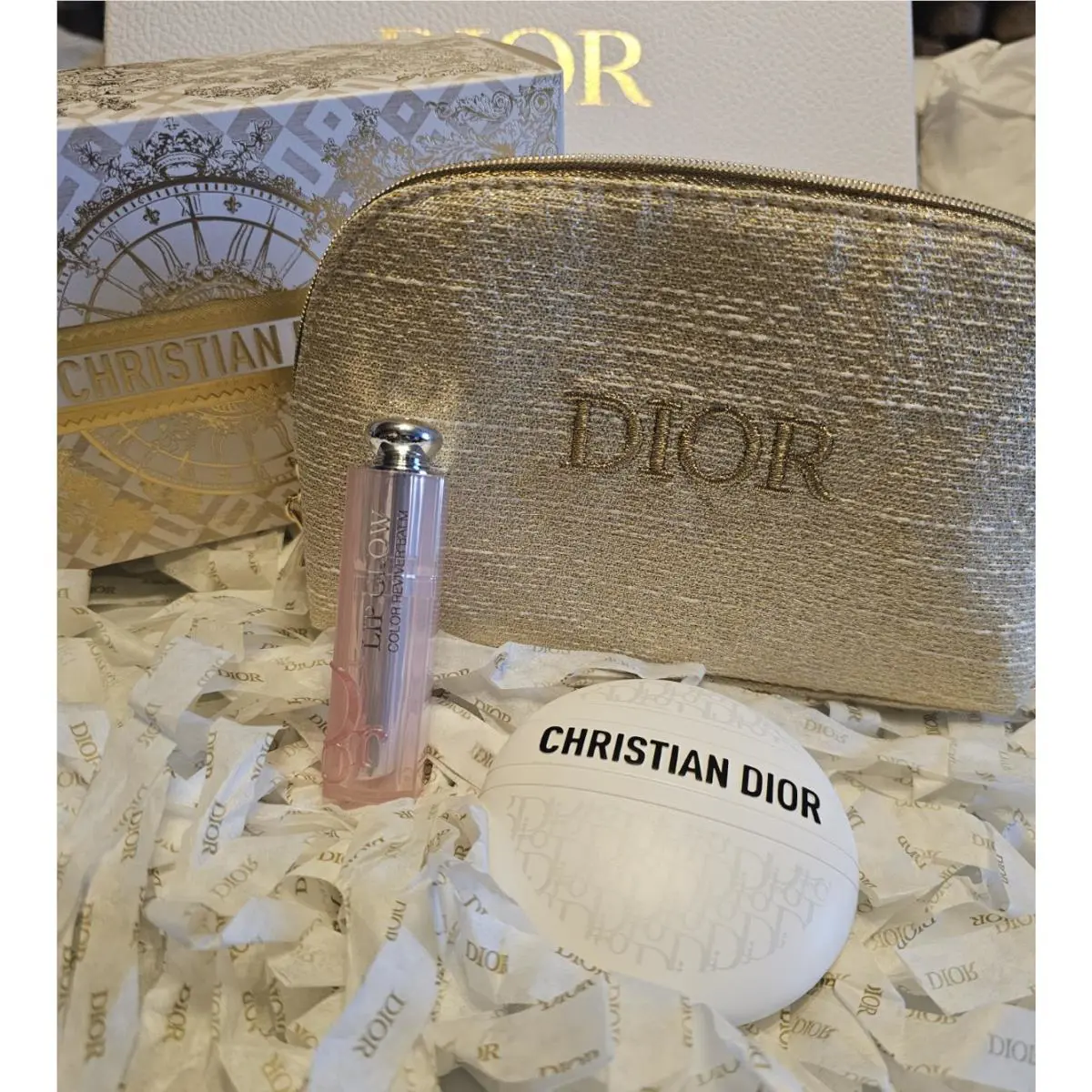 Dior 3pc Full Size Addict Lip Glow Baume Makeup Bag Gift Set Limited Edition