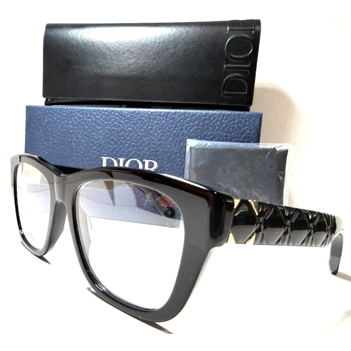 Christian  Lady 95.220 S1I 1000 Shiny Black Gold Eyeglasses 53-17 by Dior