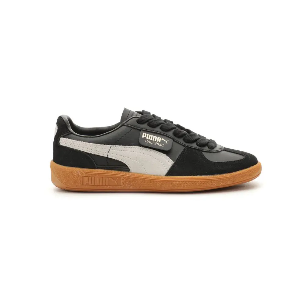Puma Palermo Leather Lace Up Youth Boys Black Grey Sneakers Casual Shoes 39727 - Black, Grey