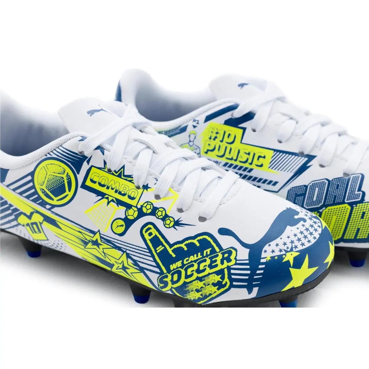 Puma shoes - White/Lake Blue/Yellow Alert 17