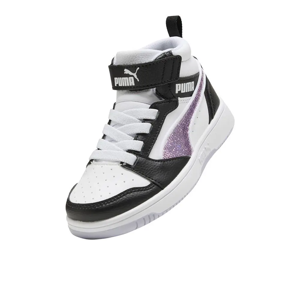 Puma shoes - PUMA Rebound V6 Mid Top Sequins Slip On  Youth - 40578501 - Black, White 4