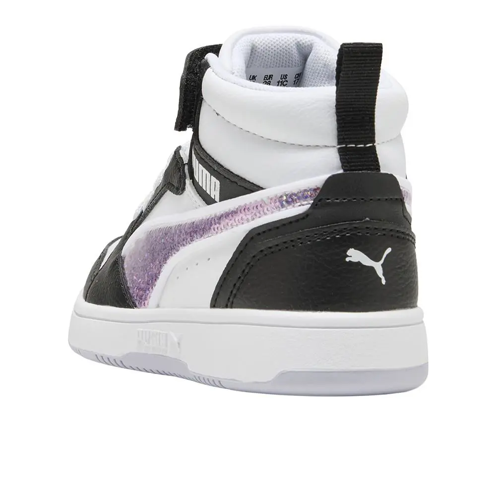 Puma shoes - PUMA Rebound V6 Mid Top Sequins Slip On  Youth - 40578501 - Black, White 5
