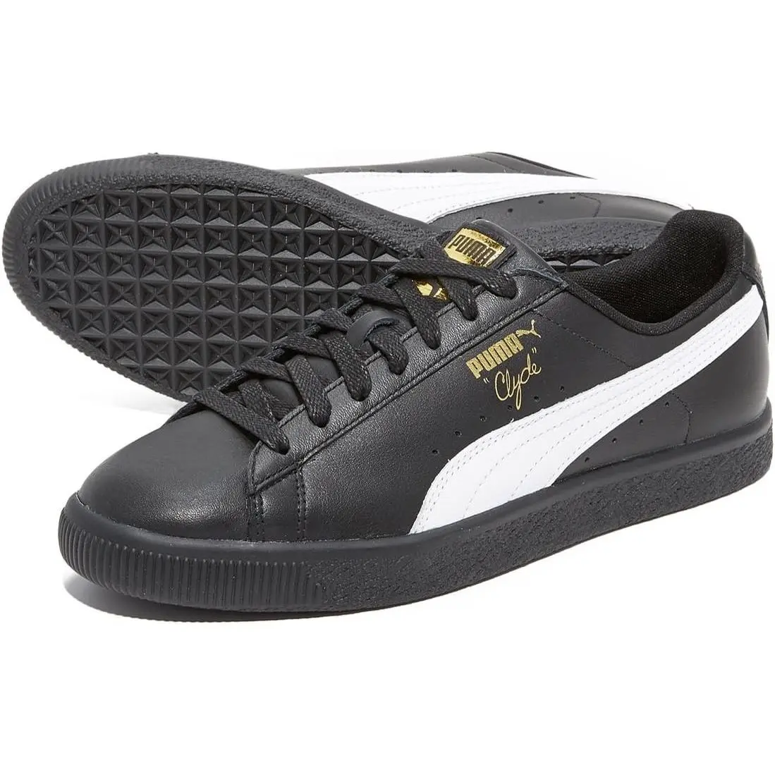 Puma shoes - PUMA Clyde - Clyde - 364669 04 - Black, White, Gold (UPC: 190275317764) 4