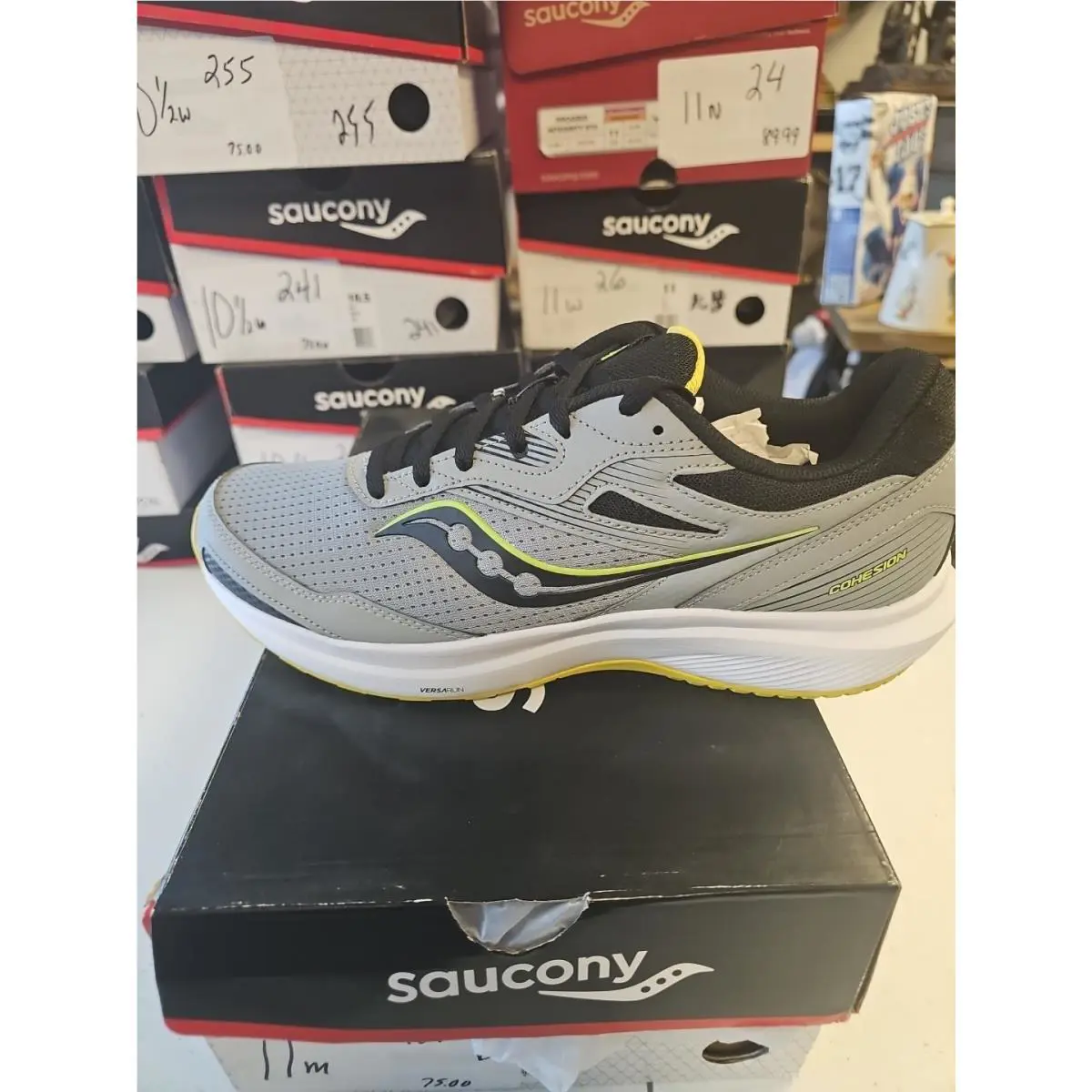 Saucony shoes - Saucony Cohesion 15 - Cohesion - S20781-15 - Gray (Alloy Cobalt) or Mulberry/Lime Olive 5