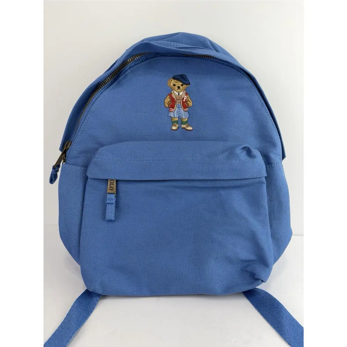 Polo Ralph Lauren Girl Polo Embroidered Bear Canvas Backpack Blue Laptop