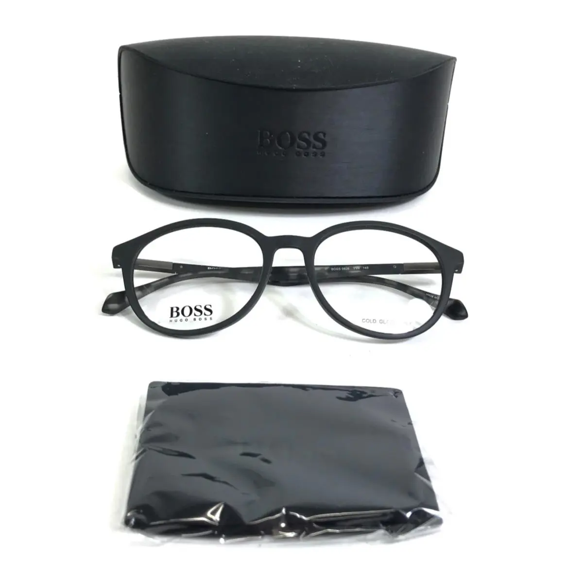 Hugo Boss Eyeglasses Frames 0826 YV4 Matte Black Gray Round Full Rim 52-18-145