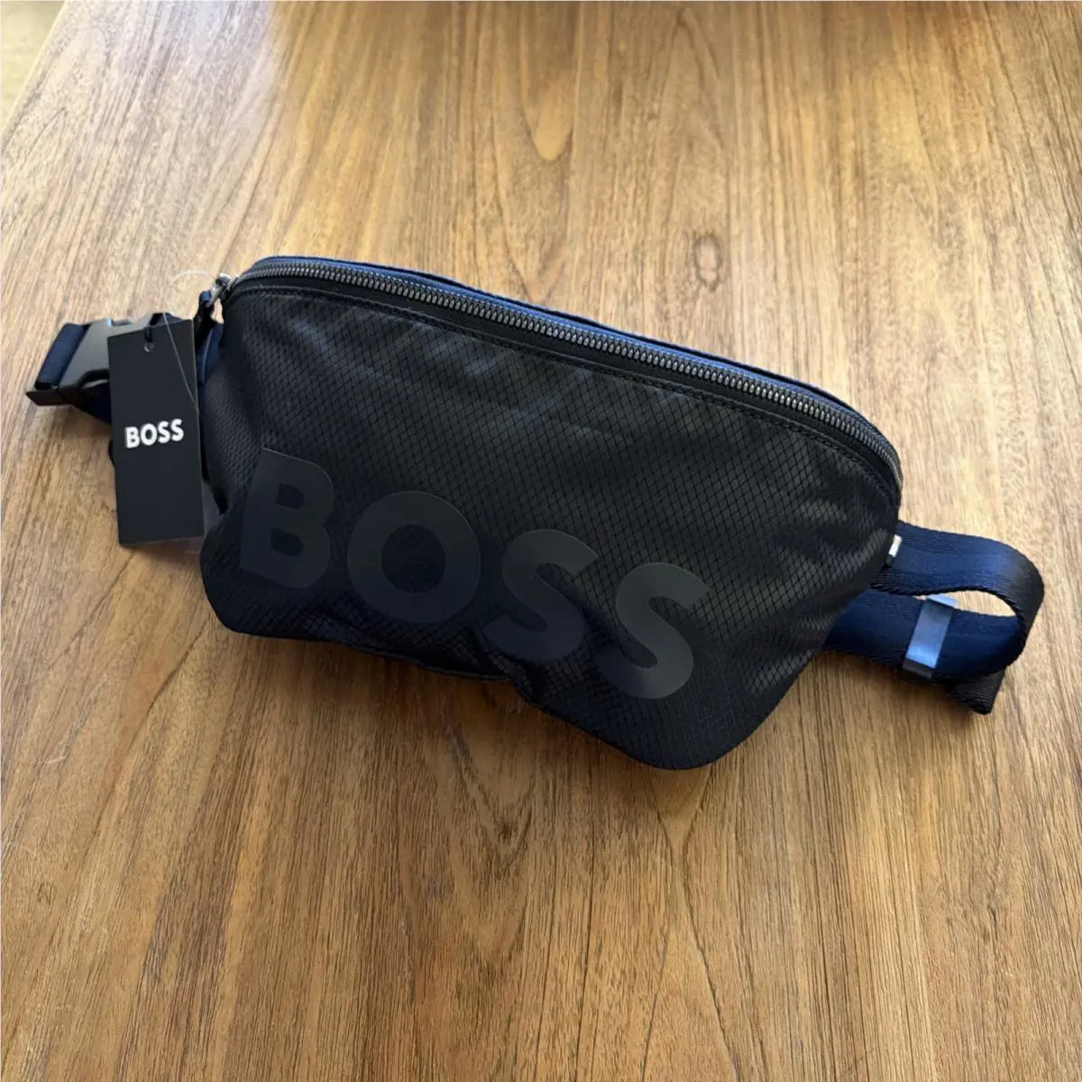 Hugo Boss Big Logo Print Belt Bag Rubber Bumbag Fanny Pack Travel Black