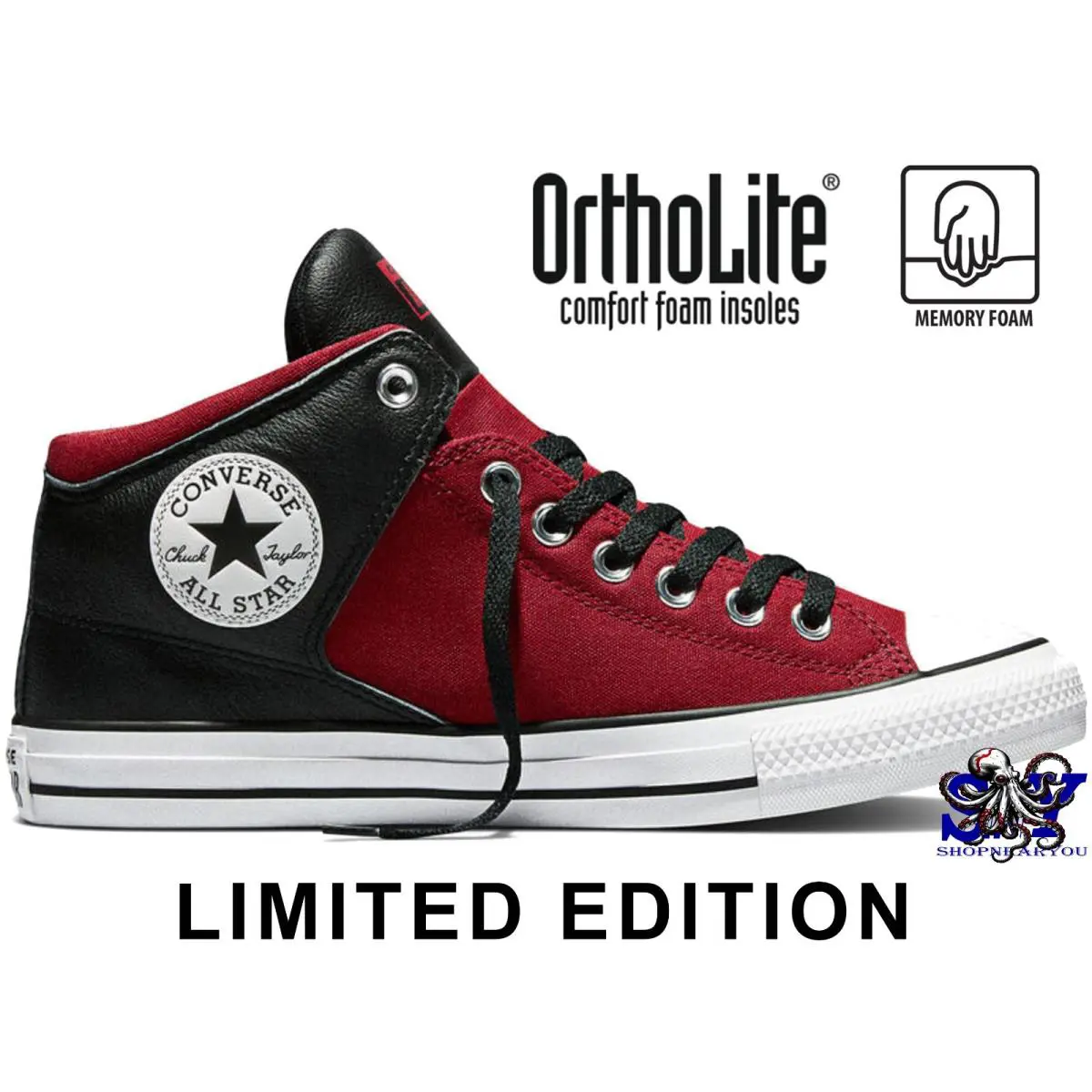 Converse Chuck Taylor All Star High Street Leather Canvas Men`s Shoes - Red