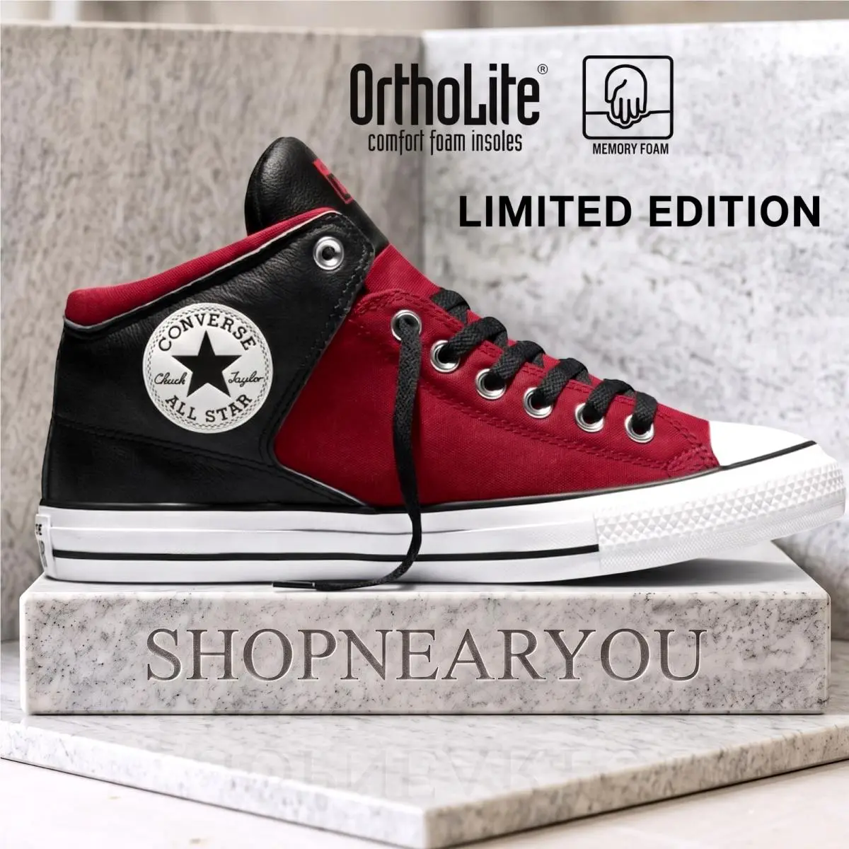 Converse Chuck Taylor All Star High Street Leather Canvas Men`s Shoes Mid-top - Red