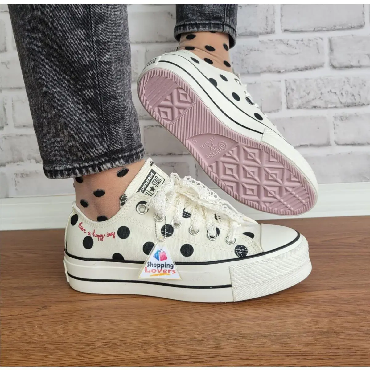 Converse Chuck Taylor All Star Lift Platform Polka Dots 11 Women Shoes Sneaker A10689C