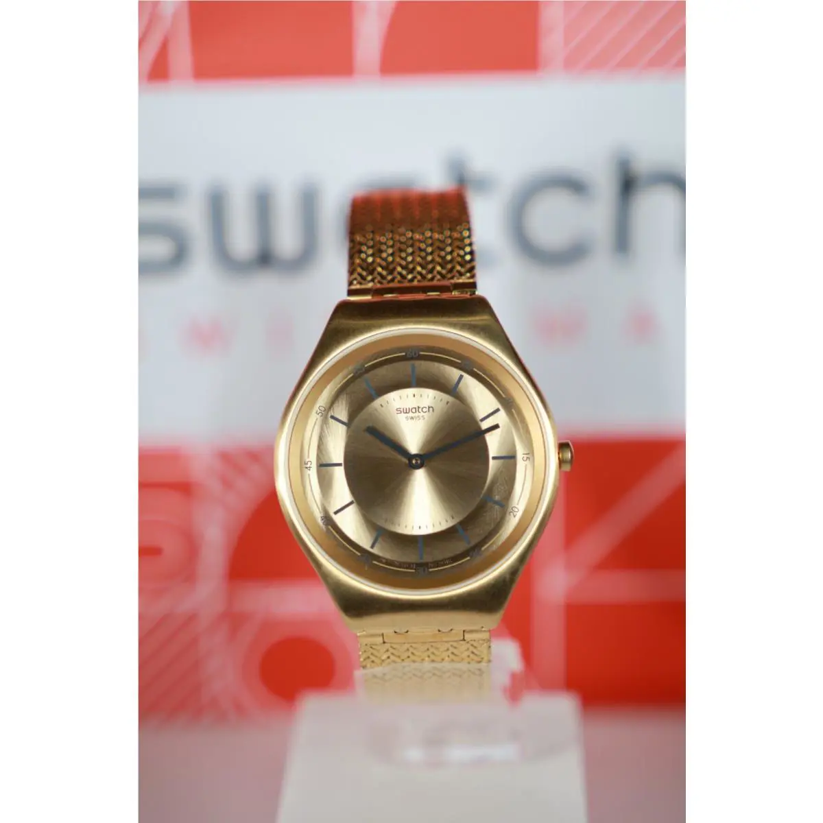 Limited Swiss Swatch Irony Skin SYXG102M Skindoro Golden Ultra-thin 38MM