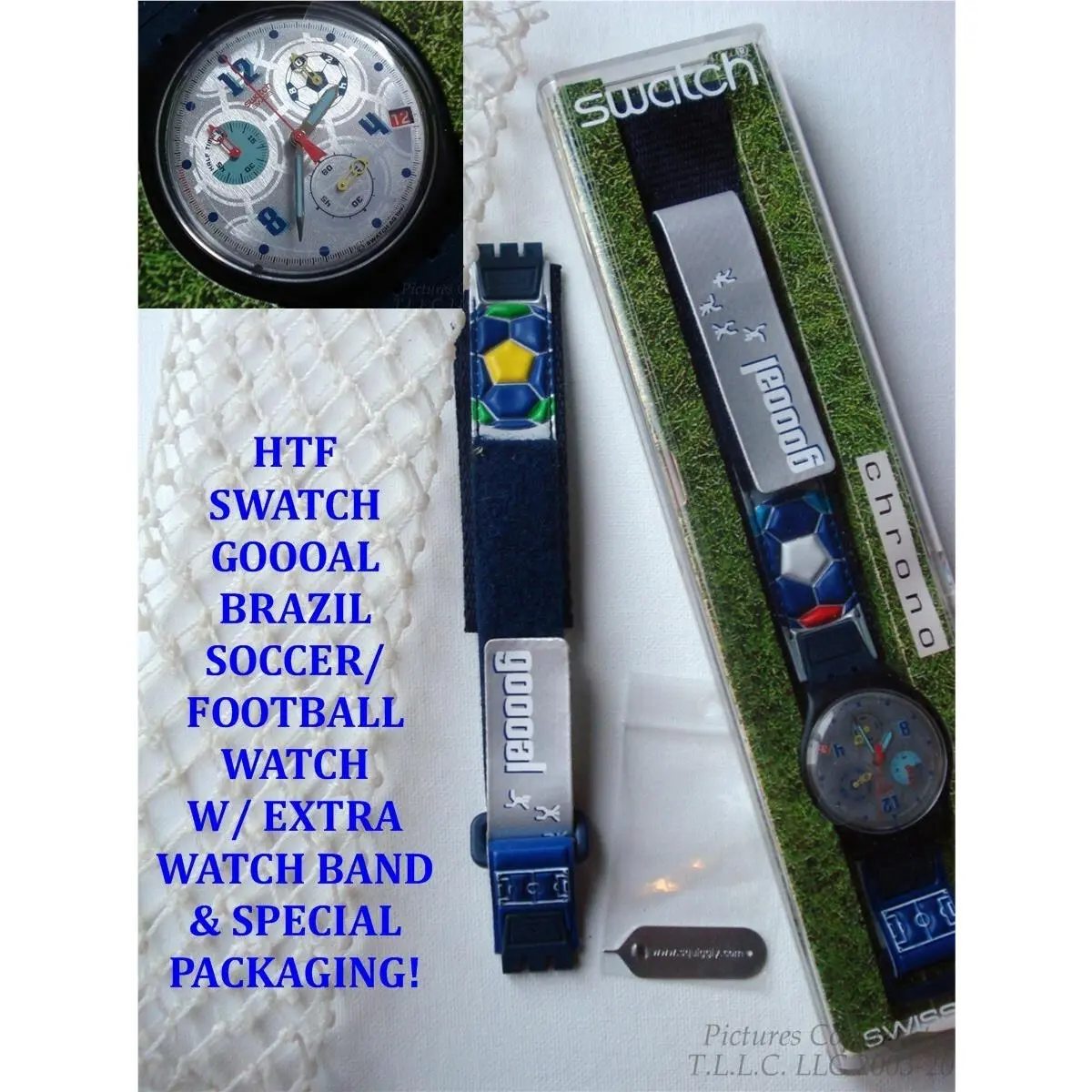 Htf Swatch Goooal Brazil SCZ401 Watch Chronograph Soccer Sports Swatch Watch